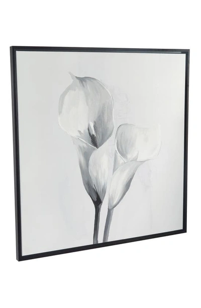 Willow Row Calla Lily Canvas Framed Wall Art In White