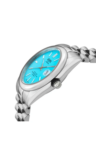 Shop Gevril Automatic West Village Light Blue Aqua Dial Stainless Steel Bracelet Watch, 40mm