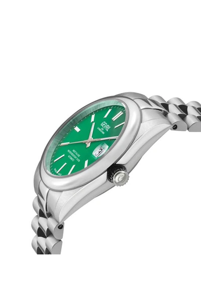 Gevril Automatic West Village Light Blue Aqua Dial Stainless Steel Bracelet Watch, 40mm In Green
