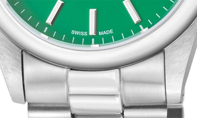 Shop Gevril Automatic West Village Light Blue Aqua Dial Stainless Steel Bracelet Watch, 40mm In Green
