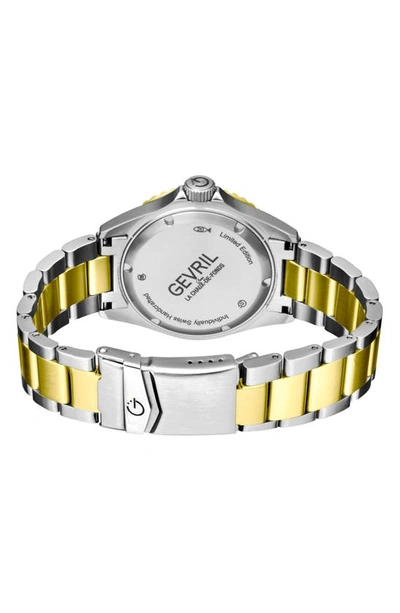Shop Gevril Wall Street Automatic Two-tone Stainless Steel Bracelet Watch, 43mm In Gold