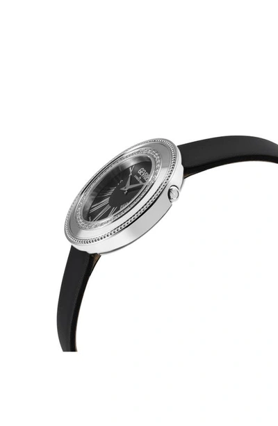 Gevril Gandria Swiss Quartz Diamond Bezel Leather Strap Watch, 36mm In Black