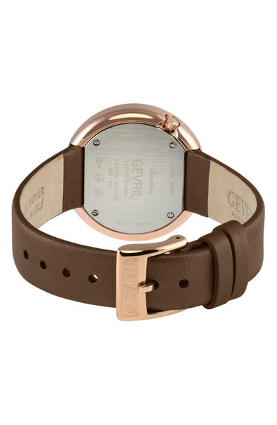 Shop Gevril Gandria Swiss Quartz Diamond Bezel Leather Strap Watch, 36mm In Green
