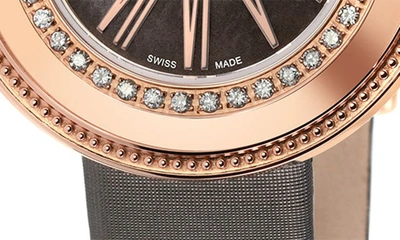 Shop Gevril Gandria Swiss Quartz Diamond Bezel Leather Strap Watch, 36mm In Grey