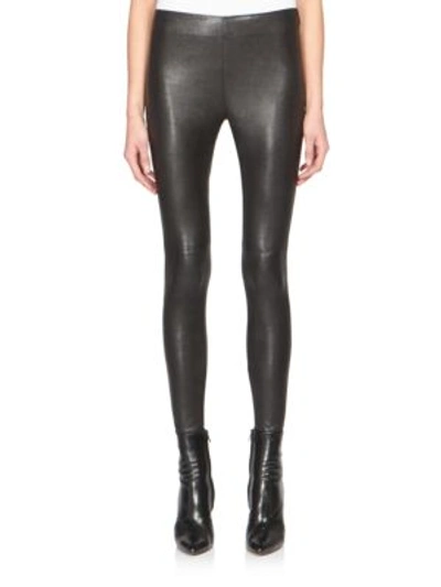 Shop Saint Laurent Lambskin Leather Leggings In Black