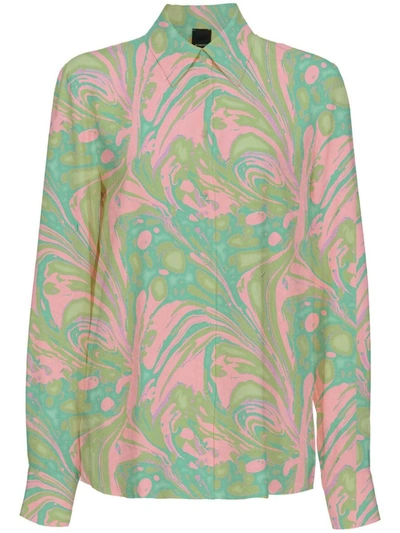 Shop Pinko Shirt With Pattern In Verde E Rosa