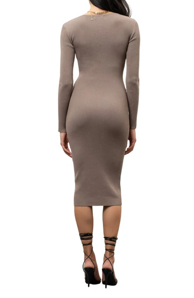 BLU PEPPER BLU PEPPER LONG SLEEVE RIB KNIT MIDI DRESS 