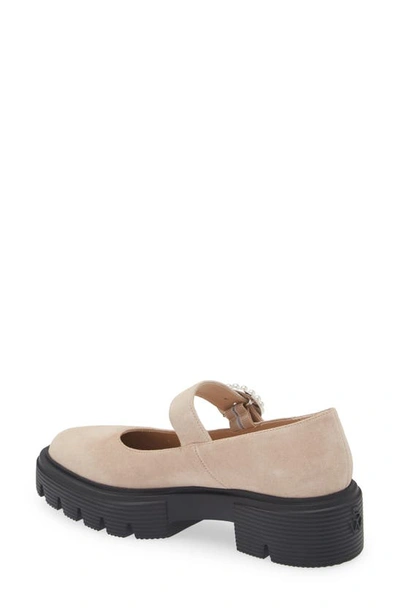 Stuart Weitzman Nolita Suede Pearly Mary Jane Loafers In Sabbia