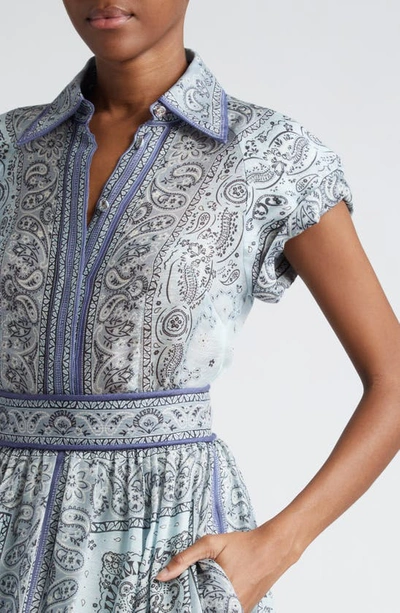 Shop Zimmermann Matchmaker Bandana Linen & Silk Shirt In Blue Bandana