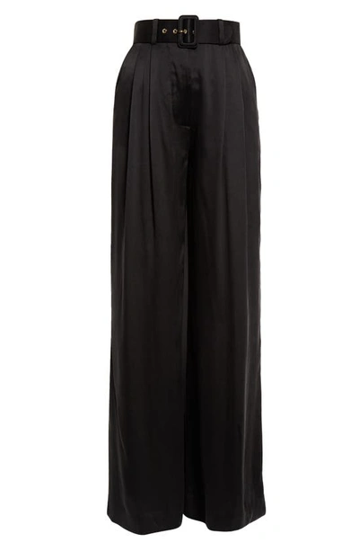 Shop Zimmermann Belted Silk Wide Leg Pants In Black
