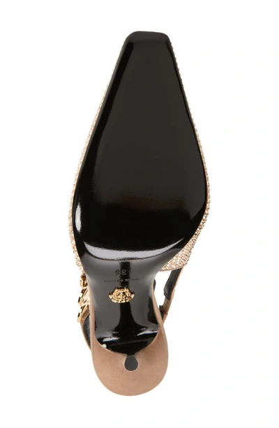 Shop Versace Crystal Slingback Pump In Camel/ Gold