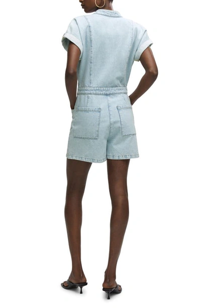 Mango Denim Romper In Light Blue