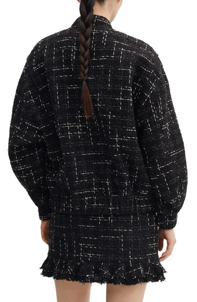 Shop Mango Tweed Bomber Jacket In Black