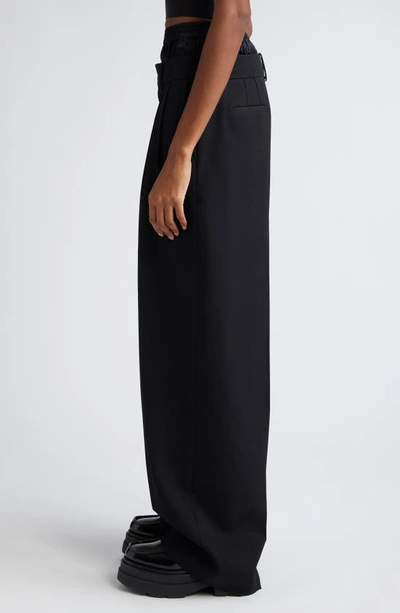 Shop Alexander Wang Boxer Waistband Low Rise Wool Trousers In Black