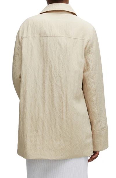 Shop Mango Textured Shirt Jacket In Beige