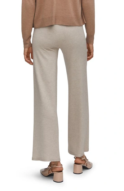 Shop Mango Fine Knit Wide Leg Pants In Light/ Pastel Grey