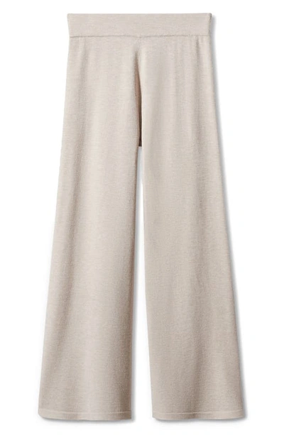 Shop Mango Fine Knit Wide Leg Pants In Light/ Pastel Grey
