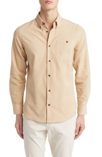 Shop Ted Baker Lecco Slim Fit Corduroy Button-down Shirt In Taupe
