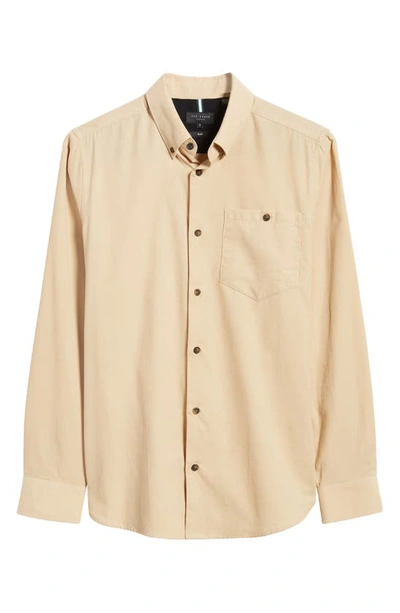 Shop Ted Baker Lecco Slim Fit Corduroy Button-down Shirt In Taupe