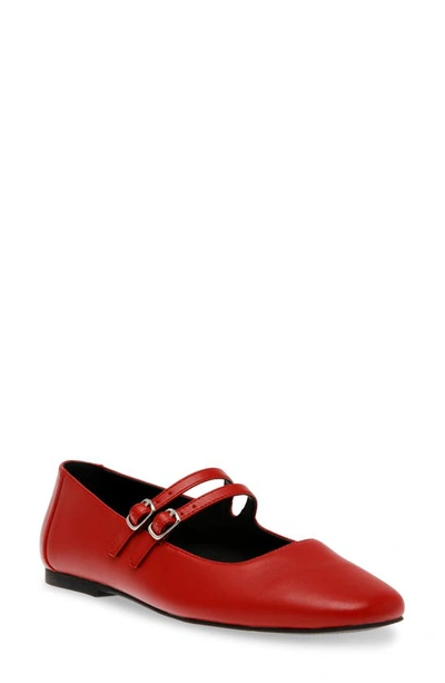 Shop Steve Madden Alisah Mary Jane Flat In Red Leathe