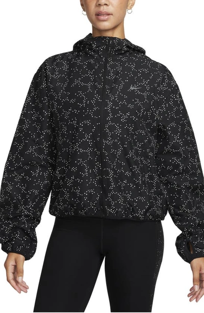 Shop Nike Dri-fit Hooded Running Jacket In Black