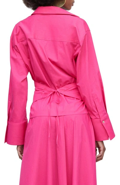 Mango Tie Back Wrap Shirt In Fuchsia