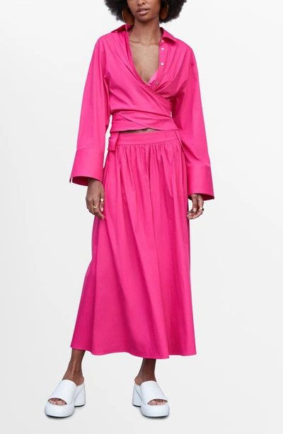 Mango Tie Back Wrap Shirt In Fuchsia