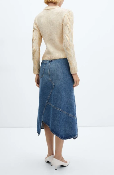 Mango Metallic Foil Cable Sweater In Gold