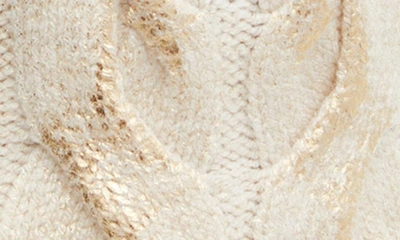 Mango Metallic Foil Cable Sweater In Gold