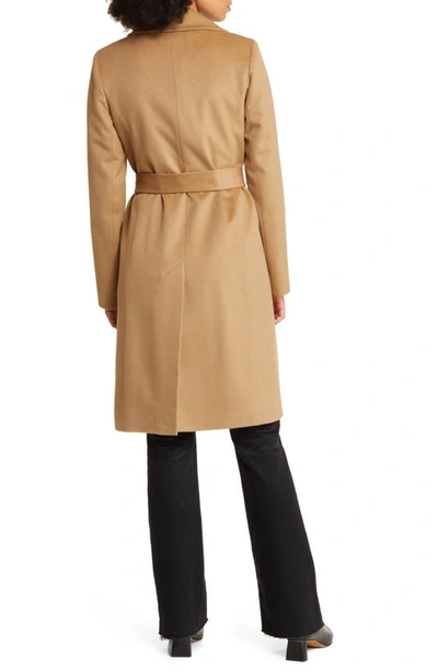 Fleurette Monroe Cashmere Belted Wrap Coat In Camel