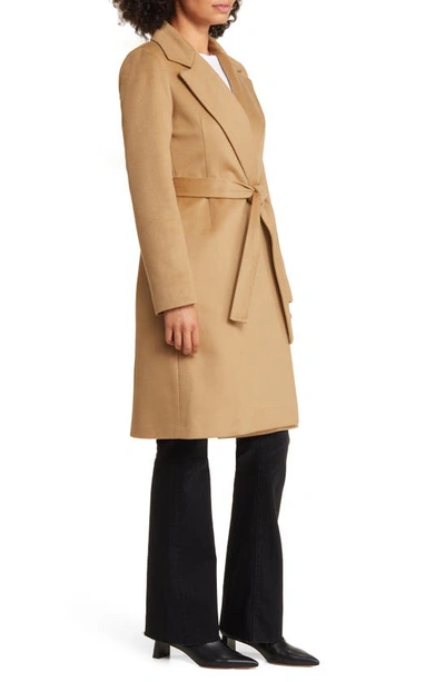 Fleurette Monroe Cashmere Belted Wrap Coat In Camel