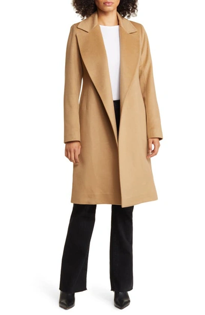 Fleurette Monroe Cashmere Belted Wrap Coat In Camel