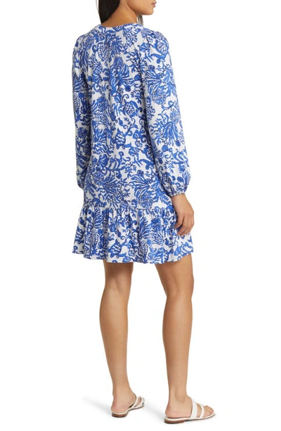 Shop Lilly Pulitzer Alyssa Floral Print Long Sleeve Shift Dress In Deeper Coconut Ride With Me