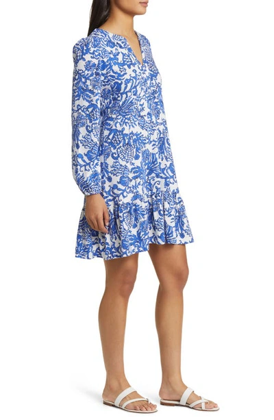 Shop Lilly Pulitzer Alyssa Floral Print Long Sleeve Shift Dress In Deeper Coconut Ride With Me