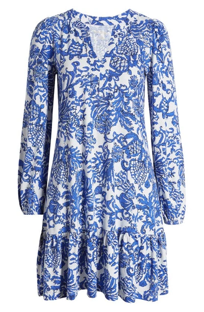 Shop Lilly Pulitzer Alyssa Floral Print Long Sleeve Shift Dress In Deeper Coconut Ride With Me