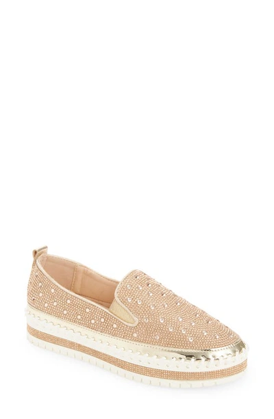 Shop Azalea Wang Rhinestone Sneaker In Rose Gold