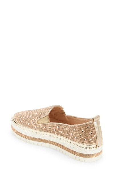 Shop Azalea Wang Rhinestone Sneaker In Rose Gold