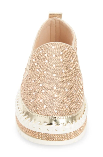 Shop Azalea Wang Rhinestone Sneaker In Rose Gold