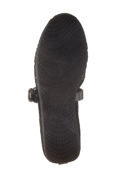 Alaïa Patent Leather-trimmed Mesh Ballet Flats In Black
