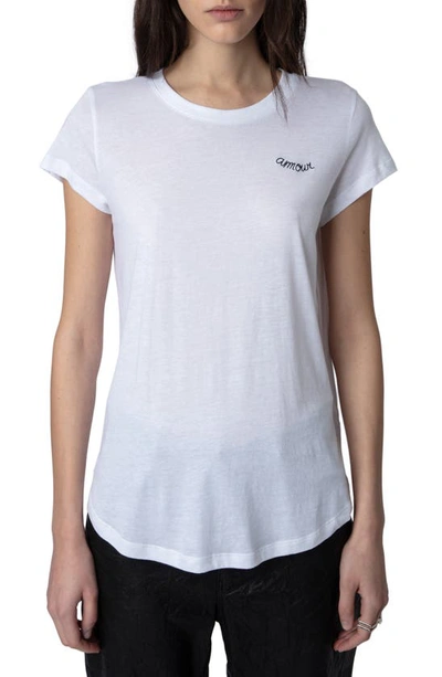 Shop Zadig & Voltaire Woop Amour Cotton-blend T-shirt In Blanc
