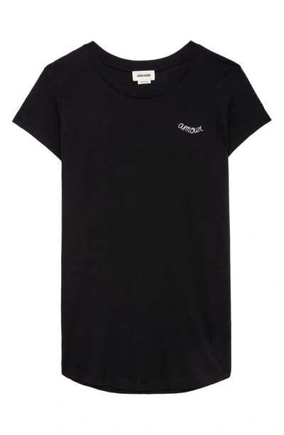 Shop Zadig & Voltaire Woop Amour Cotton-blend T-shirt In Noir