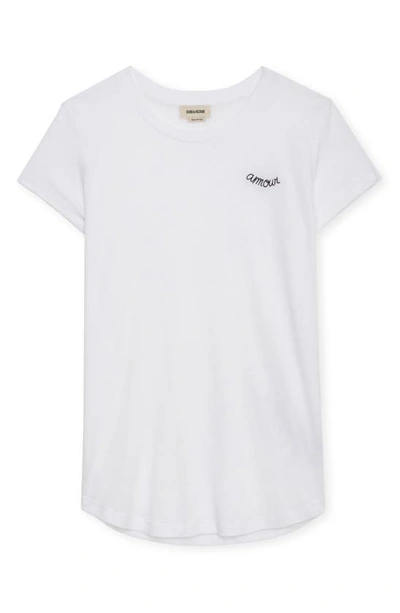 Shop Zadig & Voltaire Woop Amour Cotton-blend T-shirt In Blanc