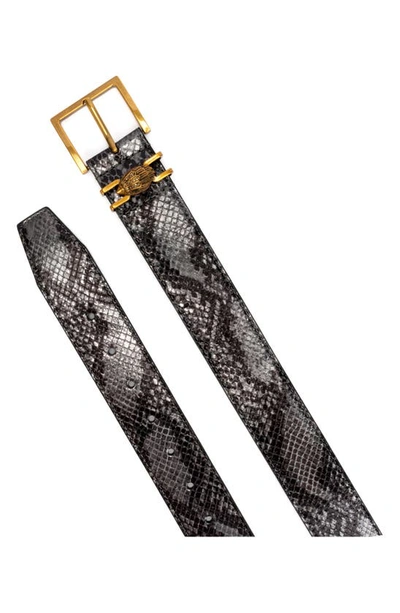 Shop Kurt Geiger Snake Embossed Leather Belt In Black/ Silver / Antique Brass