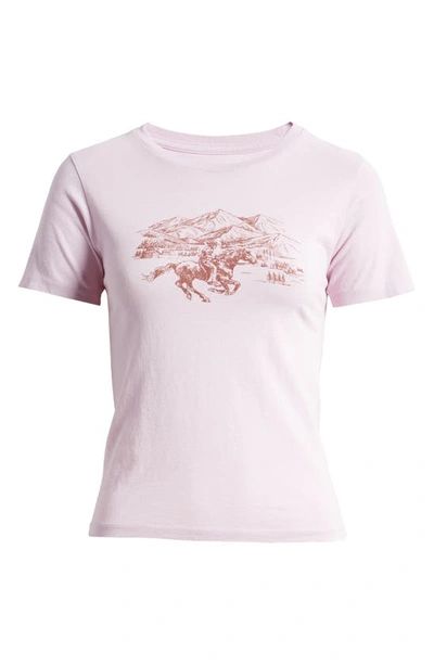 Shop Golden Hour Mountain Cowboy Cotton Graphic Baby Tee In Washed Fair Orchid