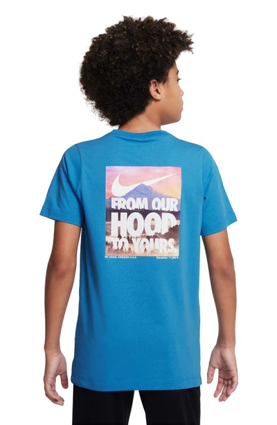 Shop Nike Kids' Sportswear Cotton Graphic T-shirt In Photo Blue