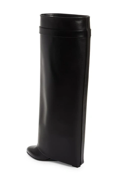 Givenchy Shark Lock Calf Leather Knee-high Boots In Black