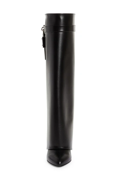 Givenchy Shark Lock Calf Leather Knee-high Boots In Black