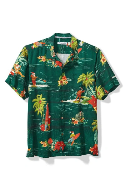 Shop Tommy Bahama Surf's Up Santa Short Sleeve Button-up Shirt In Botanical Garden
