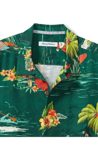 Shop Tommy Bahama Surf's Up Santa Short Sleeve Button-up Shirt In Botanical Garden