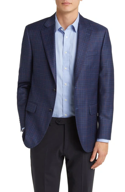 Shop Peter Millar Tailored Fit Plaid Wool Sport Coat In Navy